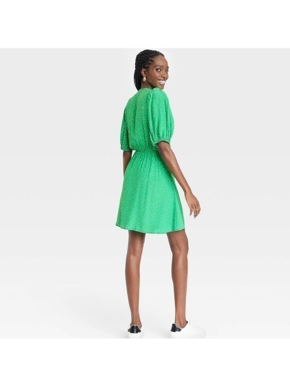 Green Mini Wrap Dress Size Medium St. Patrick’s Day Dress - Picture 5 of 8